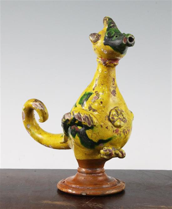 A rare Cannakale pottery bird-shaped ewer, 19th century, 21cm